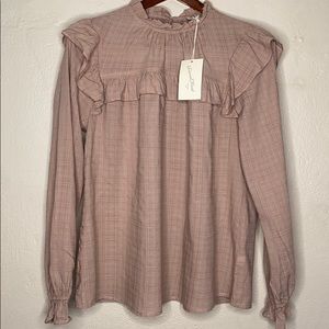 Ruffle Long Sleeve Crewneck Blouse